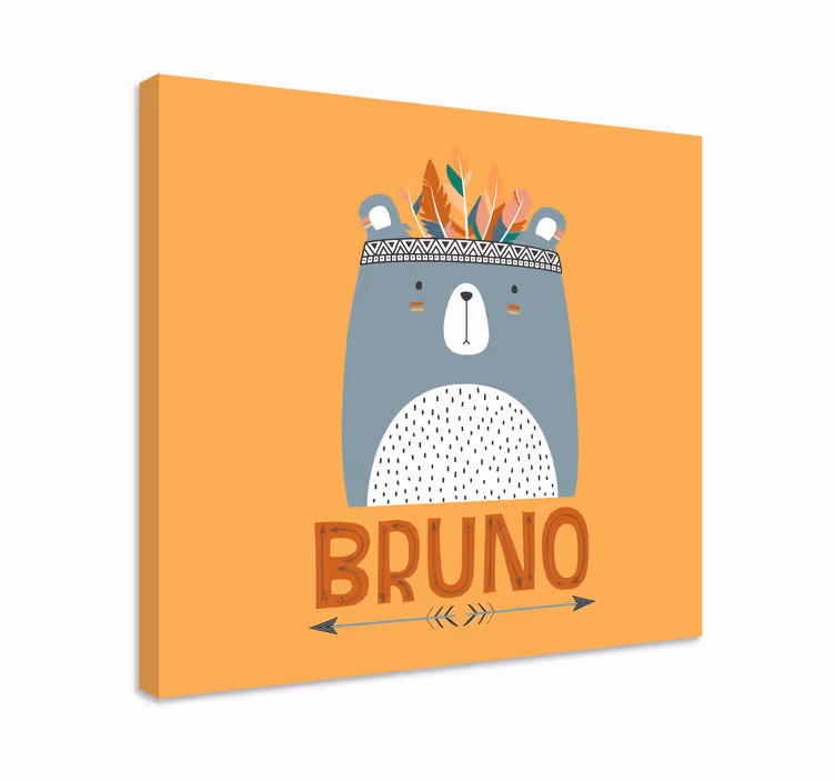 Cuadro personalizable Oso nórdico azul con nombre personalizable - TenVinilo
