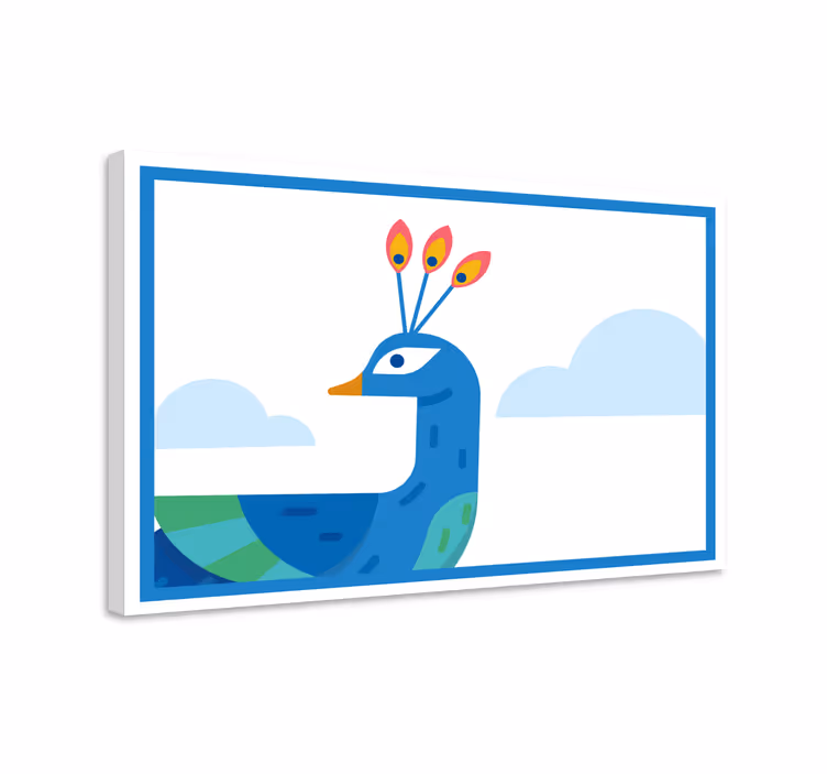 Cuadro animales pavo real azul estilizado - TenVinilo