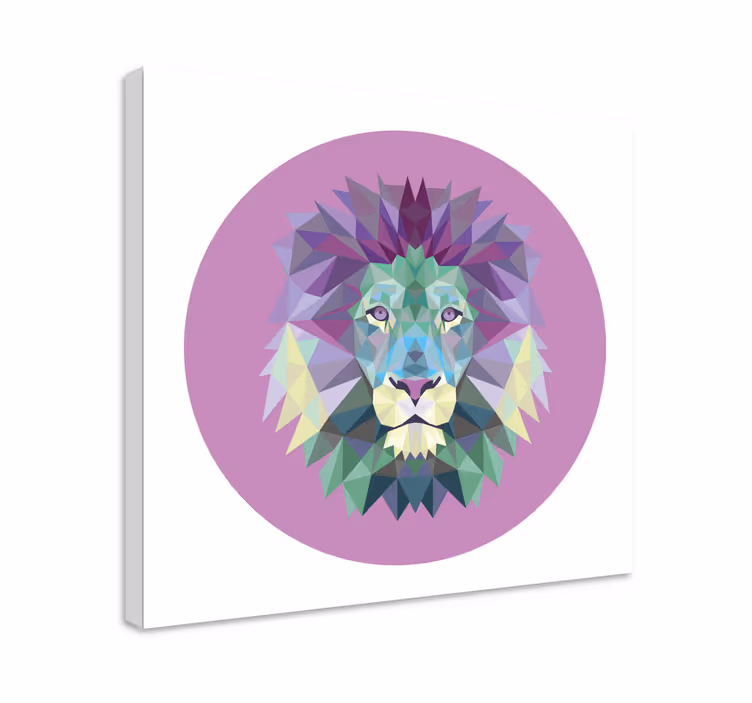 Cuadro animales cabeza de león geométrica - TenVinilo