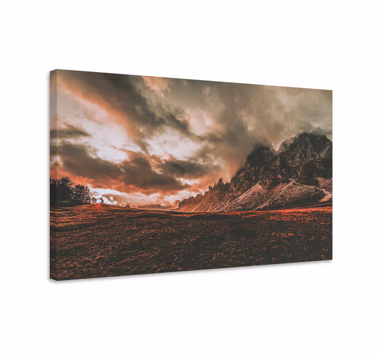 Cuadro paisajes atardecer montañoso dramático - TenVinilo