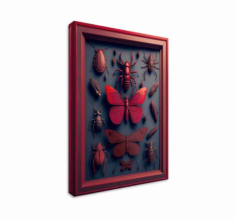 Cuadro para salón colección de insectos enmarcada - TenVinilo