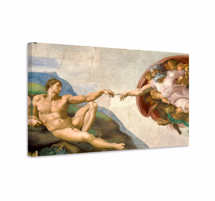 Cuadro artístico la creación de la pintura de Adán - TenVinilo