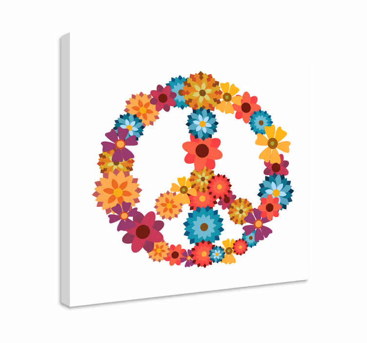 Cuadro de flores símbolo hippie - TenVinilo