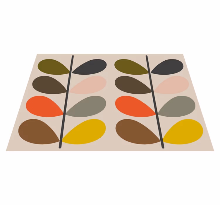 Alfombra vinílica moderna formas de hojas abstractas - TenVinilo
