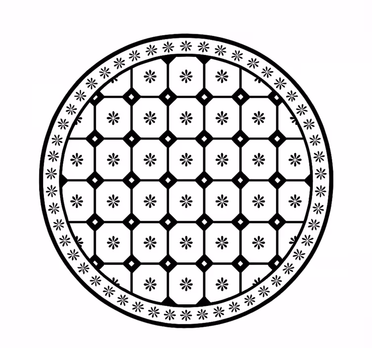 Alfombra vinílica comedor patrón de mosaico en blanco y negro - TenVinilo