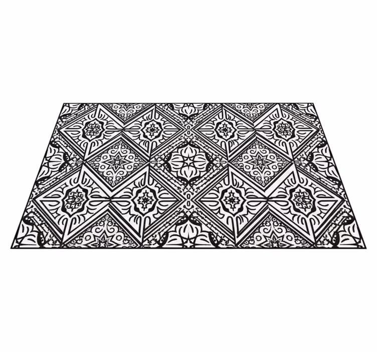 Alfombra vinílica cocina caleidoscopio de contraste audaz - TenVinilo