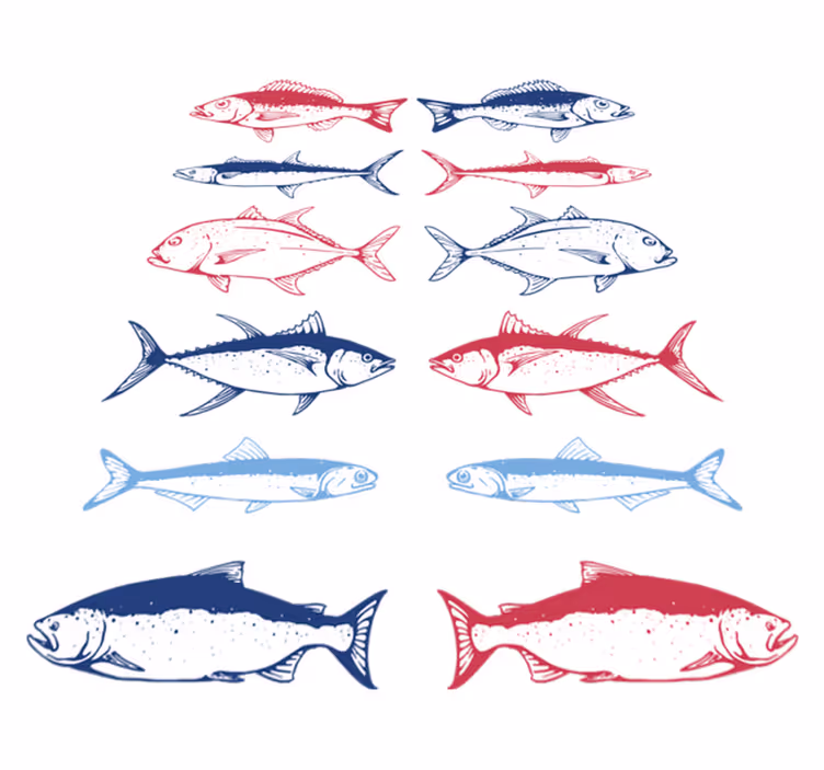 Aflombra vinílica animales lámina de peces dibujados - TenVinilo
