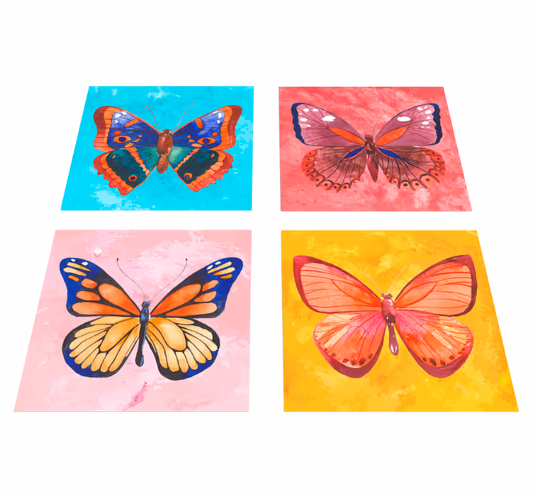 Aflombra vinílica animales baldosas mariposas multicolor - TenVinilo