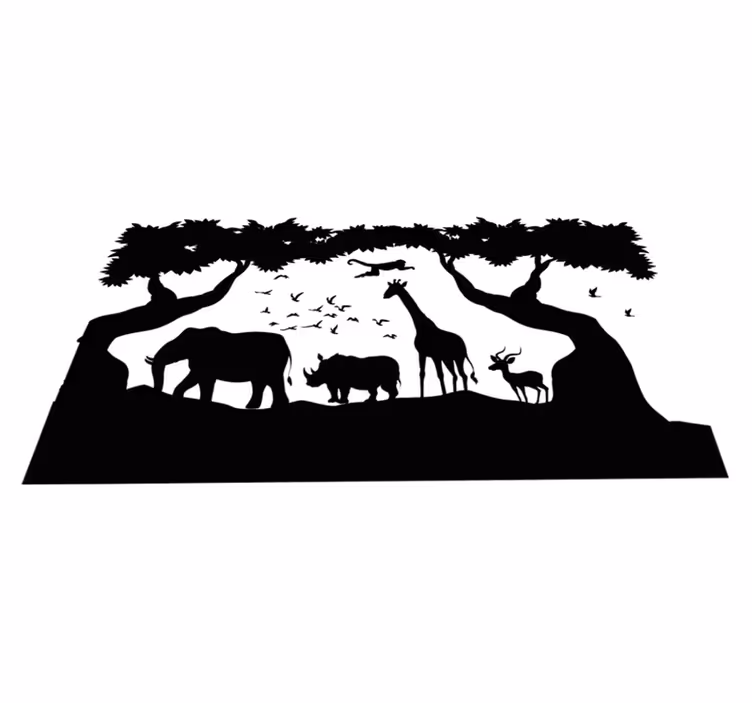 Aflombra vinílica animales sabana en blanco y negro - TenVinilo