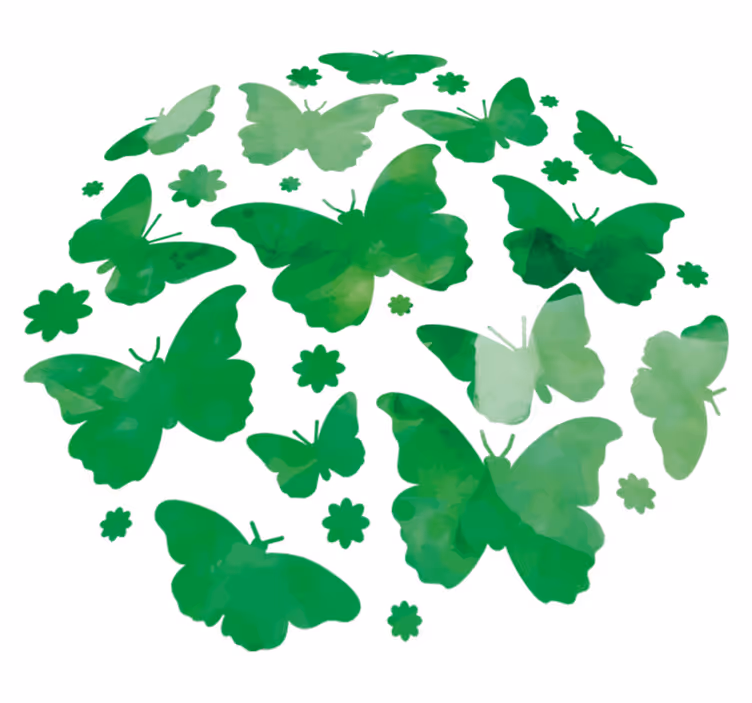 Aflombra vinílica animales mariposas verdes acuarela - TenVinilo