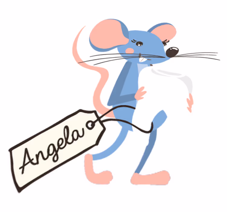 Aflombra vinílica animales ratón azul con nombre - TenVinilo