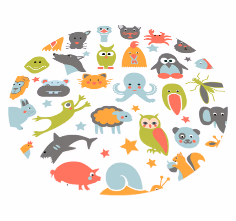 Aflombra vinílica animales en círculo - TenVinilo