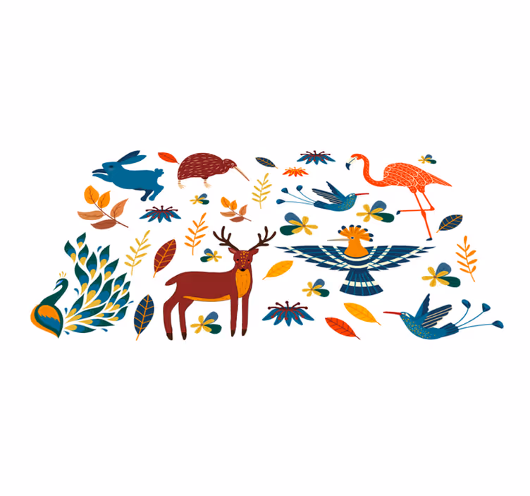 Aflombra vinílica animales estilo tengango plantas - TenVinilo
