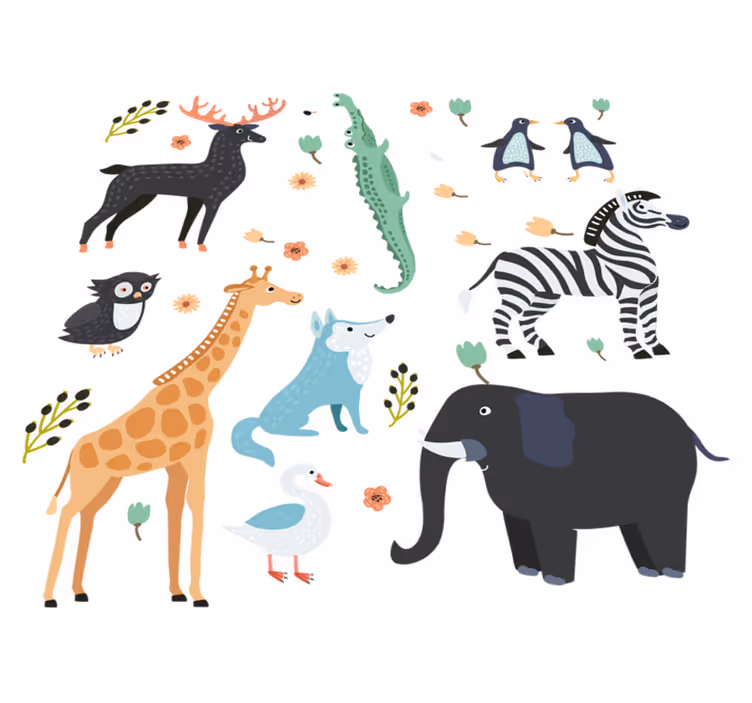 Aflombra vinílica animales felices en el parque - TenVinilo