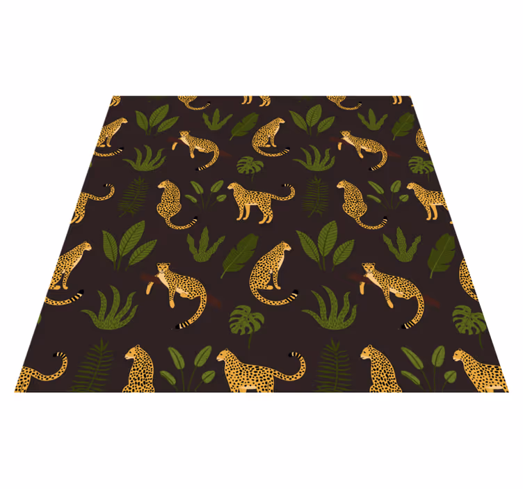 Aflombra vinílica animales patrón botánico oscuro leopardos - TenVinilo