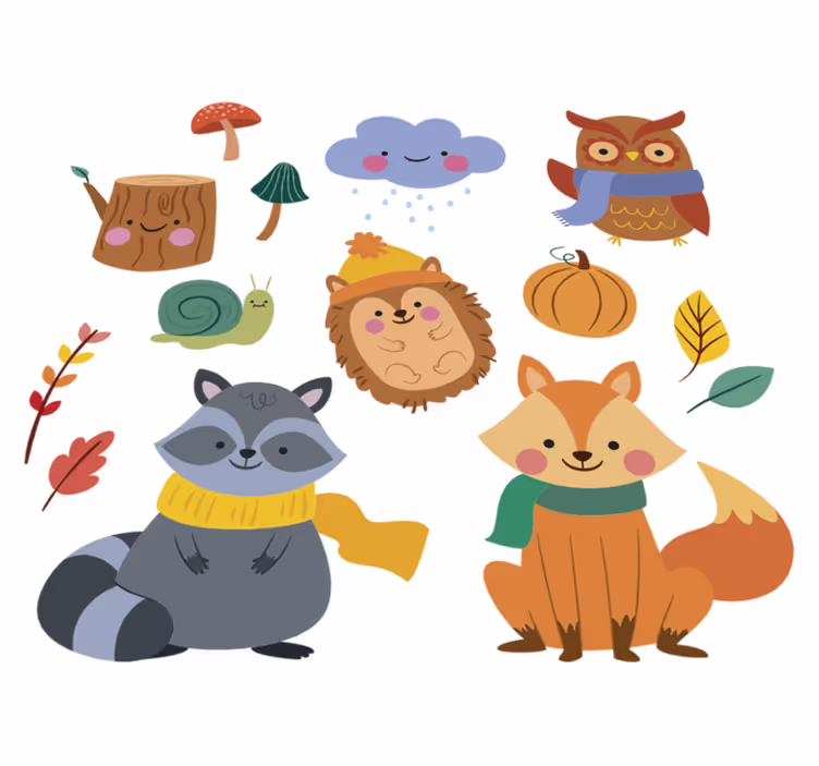 Aflombra vinílica animales flores y animales de otoño - TenVinilo