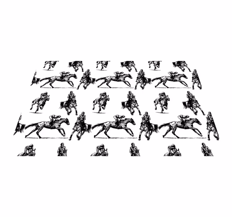 Aflombra vinílica animales patrón caballos blanco y negro - TenVinilo