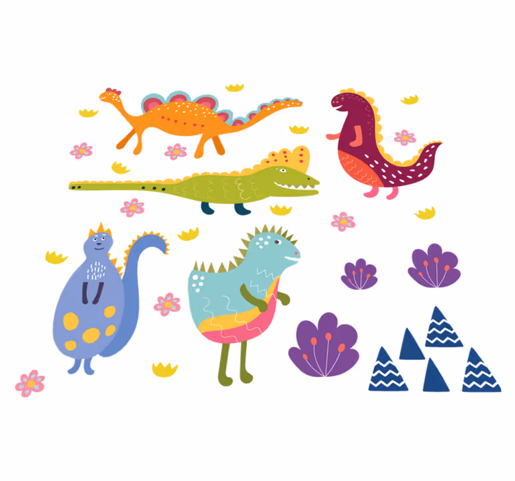 Aflombra vinílica animales set de dinosaurios pintados - TenVinilo