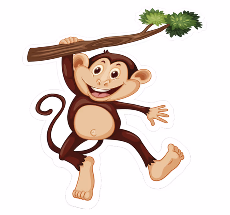 Aflombra vinílica animales mono travieso balanceándose - TenVinilo