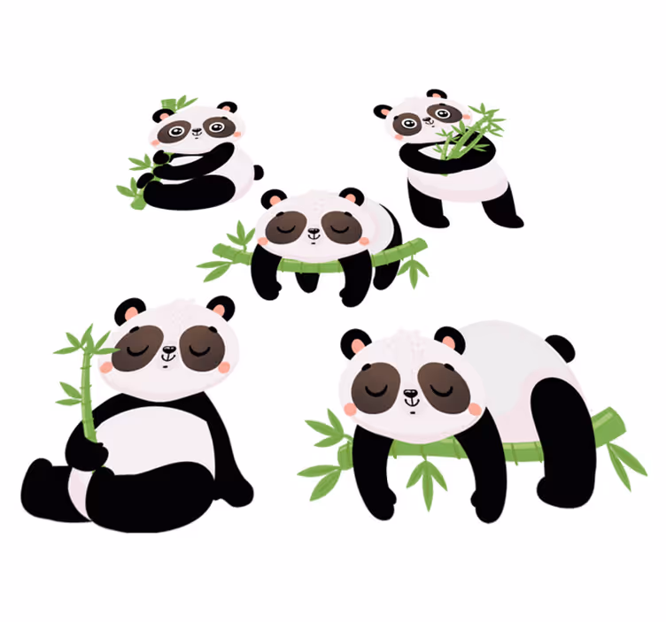 Aflombra vinílica animales ilustraciones de pandas adorables - TenVinilo