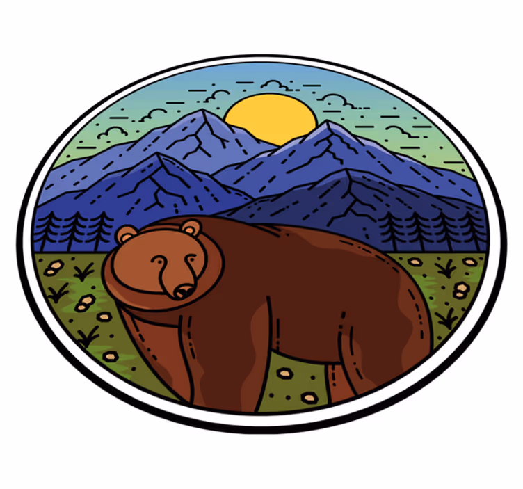 Aflombra vinílica animales oso en paisaje - TenVinilo