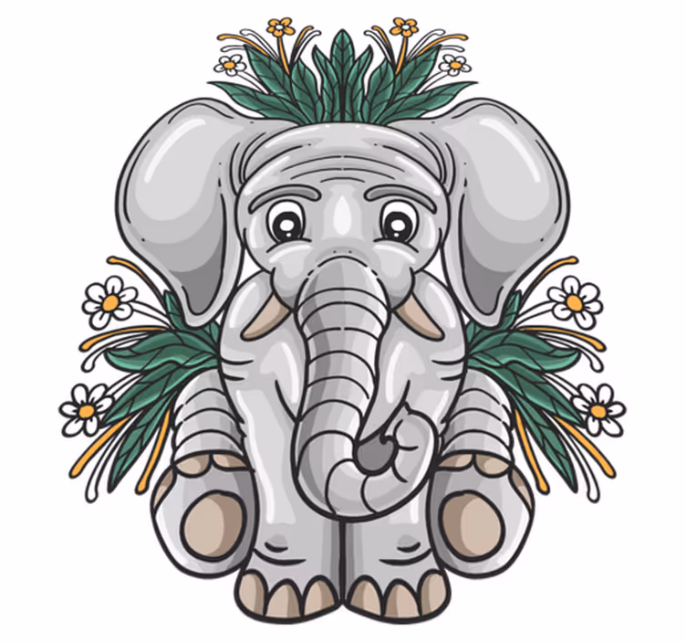 Aflombra vinílica animales ilustración de elefante tierno - TenVinilo