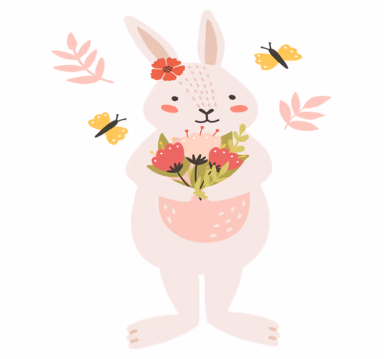 Aflombra vinílica animales con arte de conejo adorable - TenVinilo