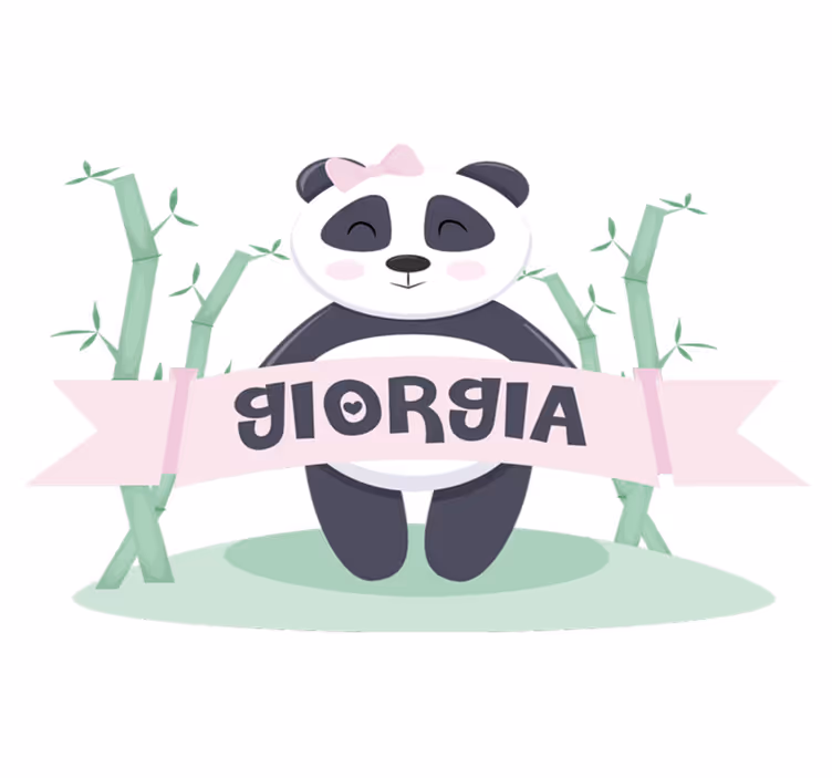 Aflombra vinílica animales panda bebé niña con nombre - TenVinilo