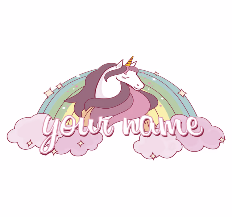 Aflombra vinílica animales unicornio rosa con nombre - TenVinilo