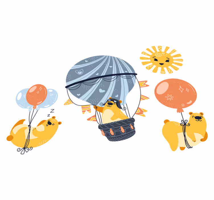 Aflombra vinílica animales colgando de globos - TenVinilo