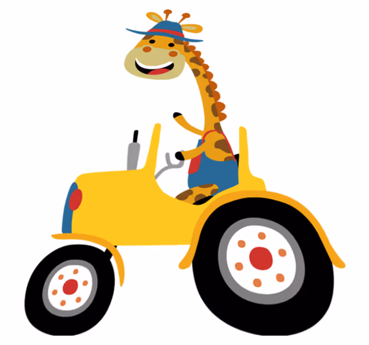 Aflombra vinílica animales jirafa feliz tractor - TenVinilo