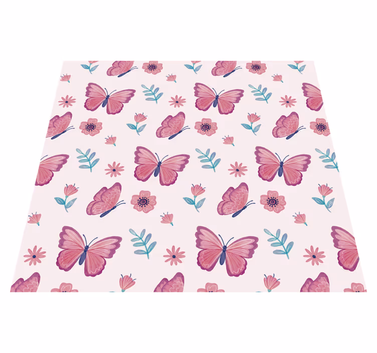 Aflombra vinílica animales composición de flores y mariposas - TenVinilo