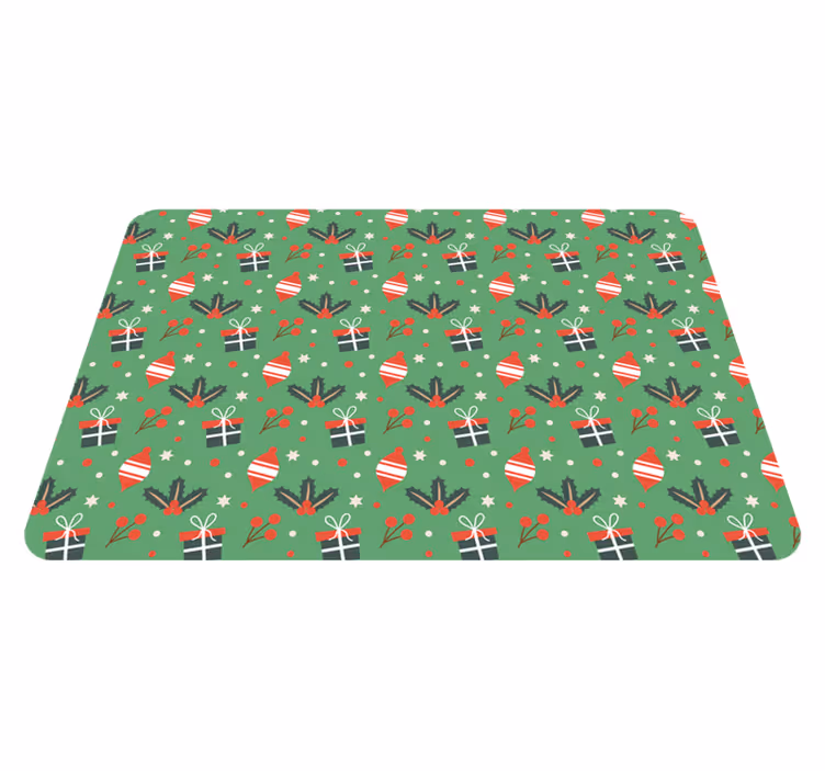 Alfombra vinílica navidad estampado de caramelos verdes - TenVinilo