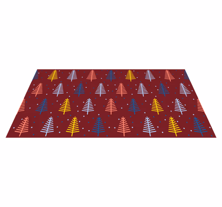 Alfombra vinílica navidad diseño colorido de pinos - TenVinilo