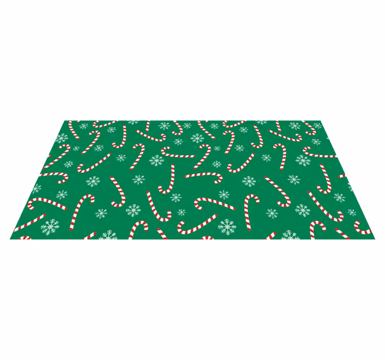 Alfombra vinílica navidad diseño de bastones de caramelo - TenVinilo