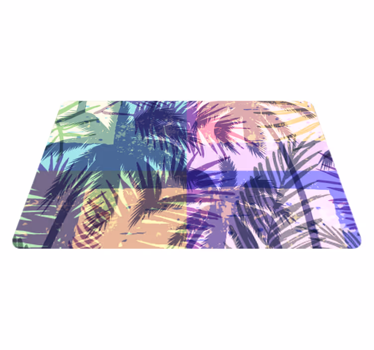 Alfombra vinílica flores patrón palmera retro - TenVinilo