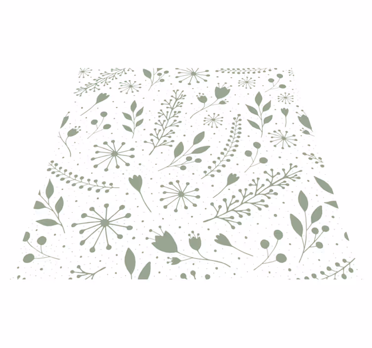 Alfombra vinílica flores hojas verdes con flores - TenVinilo