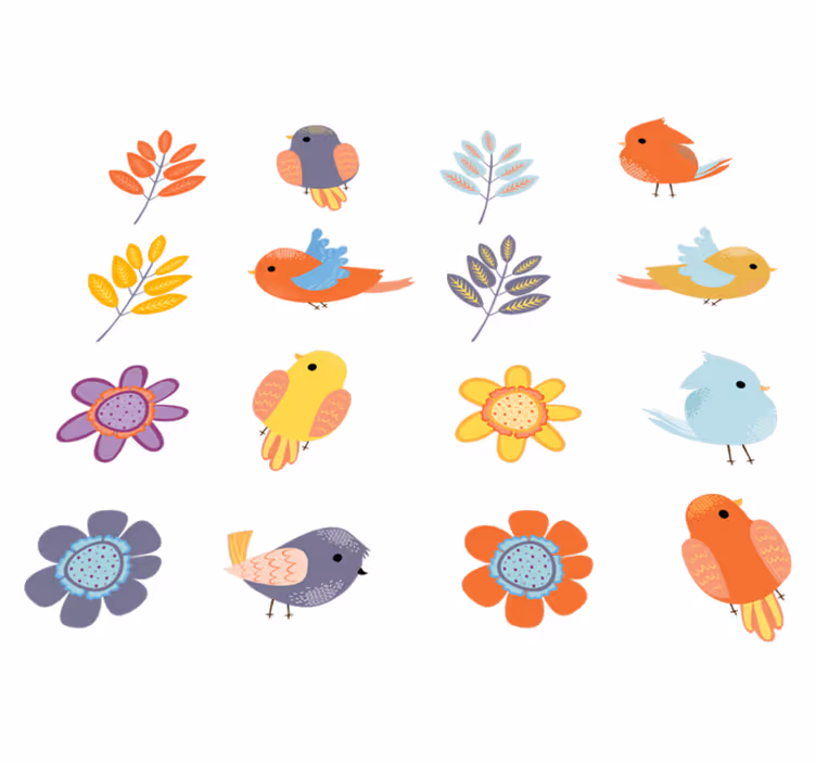 Alfombra vinílica flores y aves de primavera - TenVinilo