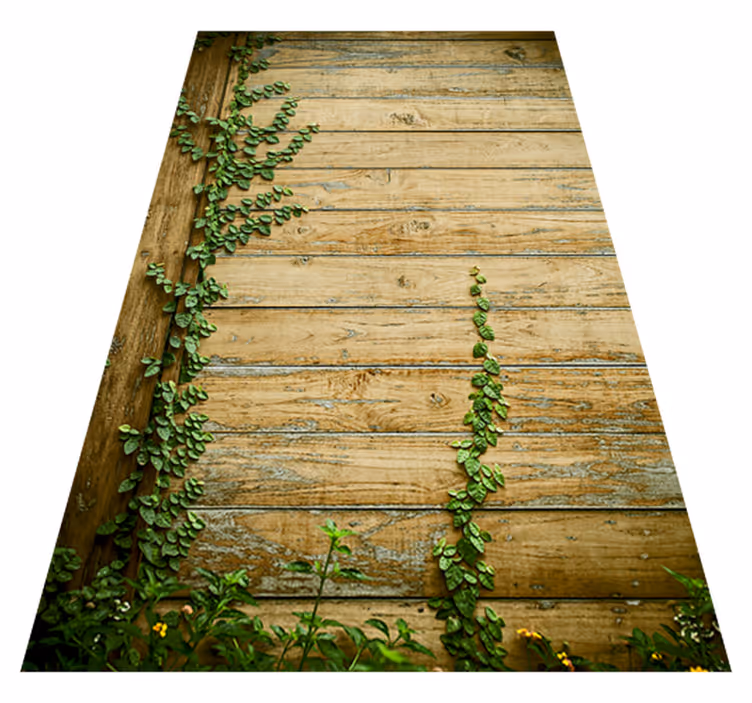 Alfombra vinílica flores en madera - TenVinilo