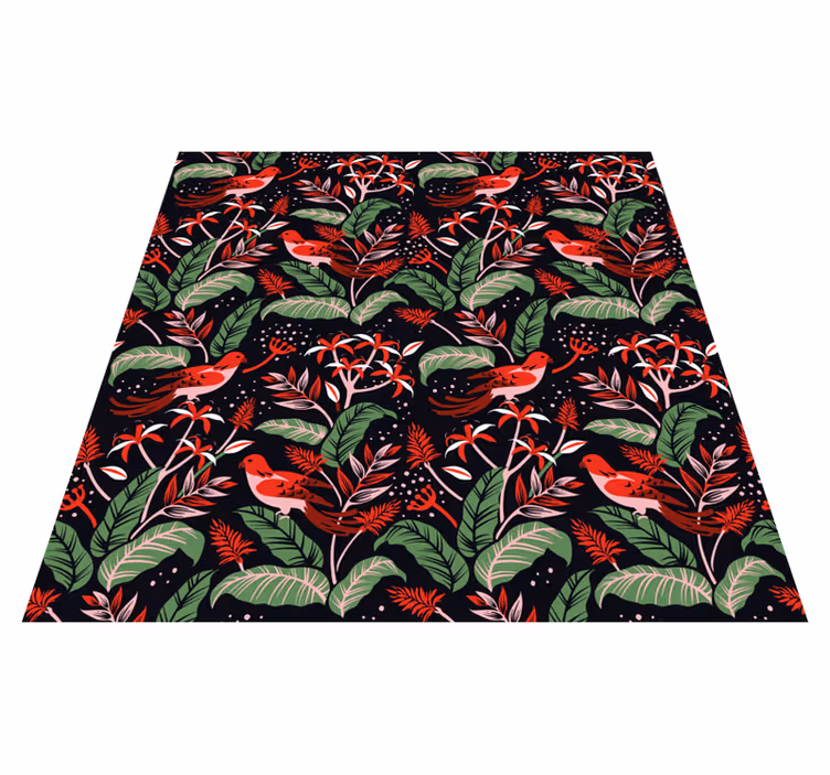 Alfombra vinílica flores concepto floral tropical - TenVinilo