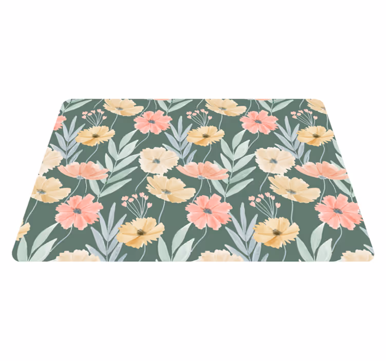 Alfombra vinílica flores diseño floral acuarelado - TenVinilo