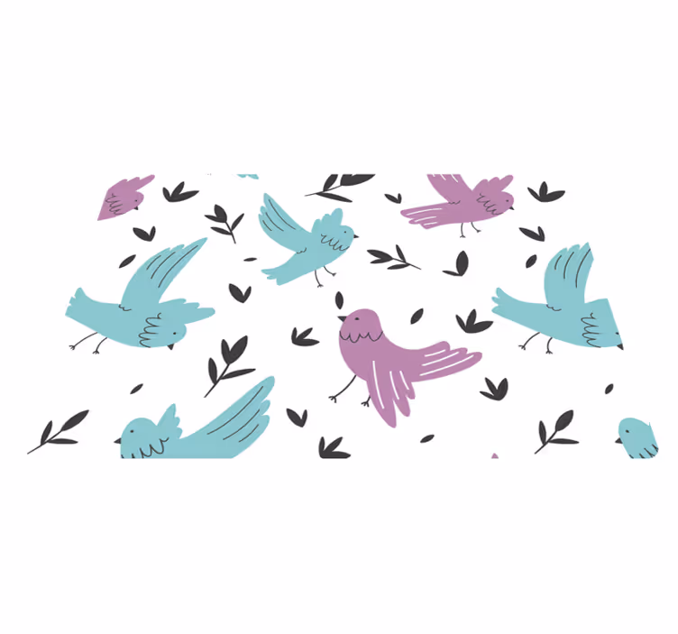 Aflombra vinílica animales pájaros azules y morados - TenVinilo