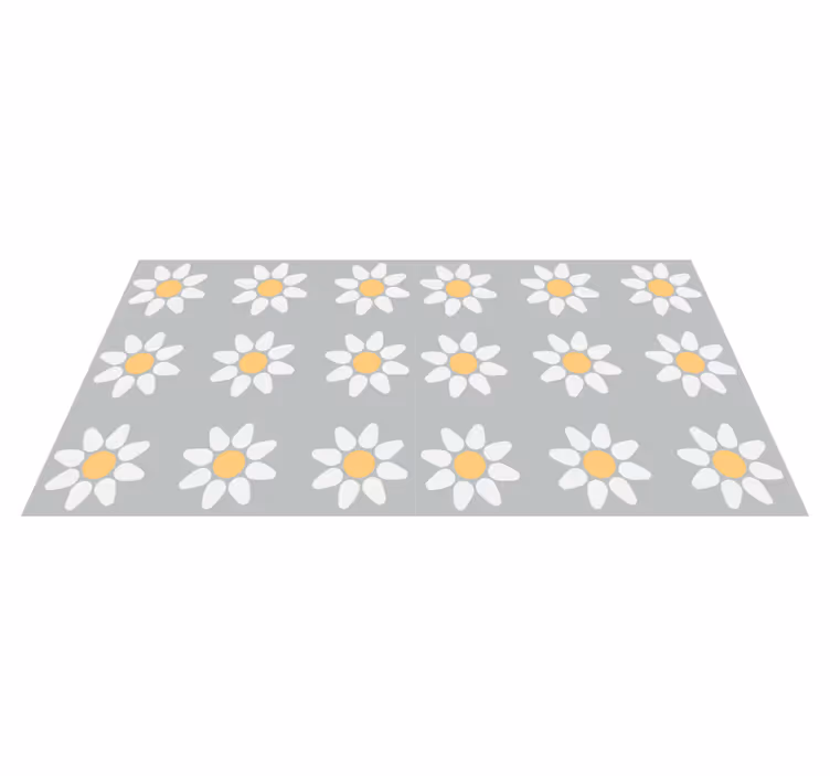 Alfombra vinílica flores patrón margaritas - TenVinilo