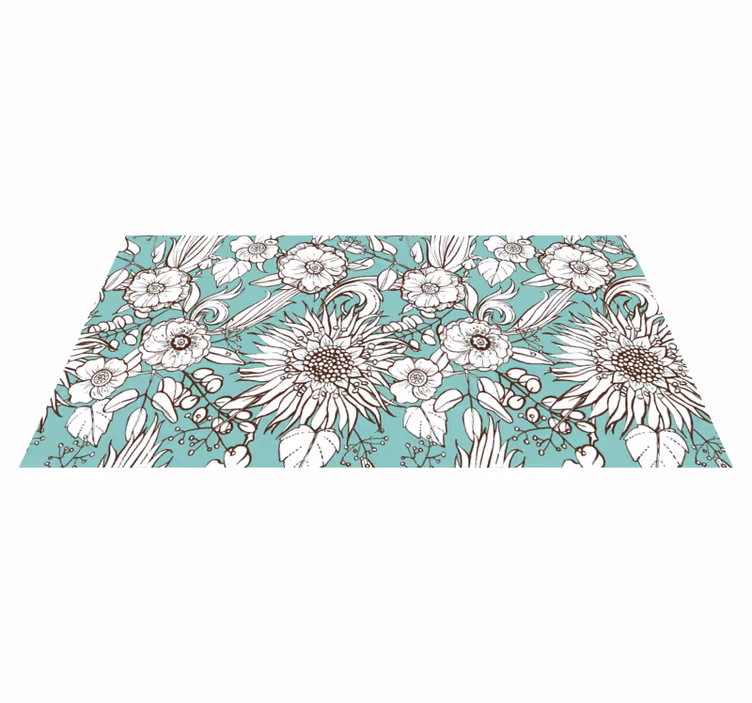Alfombra vinílica flores patrón girasol - TenVinilo