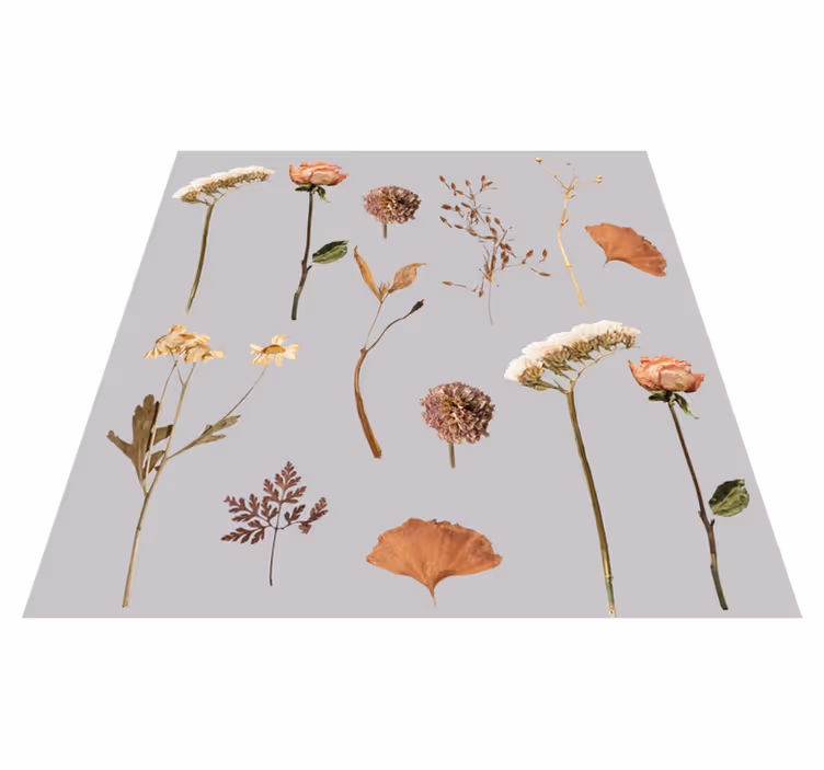 Alfombra vinílica flores de hojas y flores secas - TenVinilo
