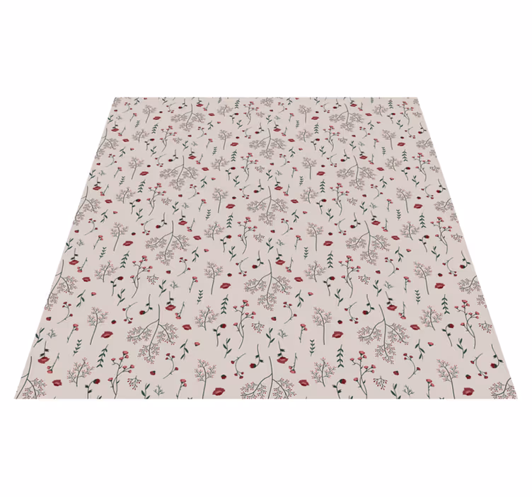 Alfombra vinílica flores patrón rojo minimalista - TenVinilo