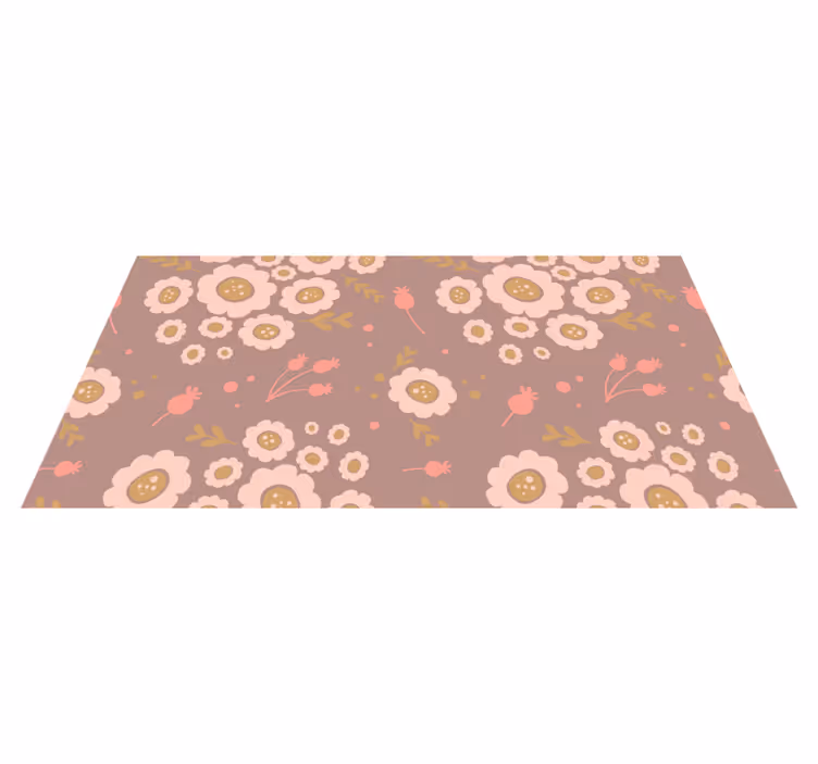 Alfombra vinílica flores diseño folk en tonos pastel - TenVinilo