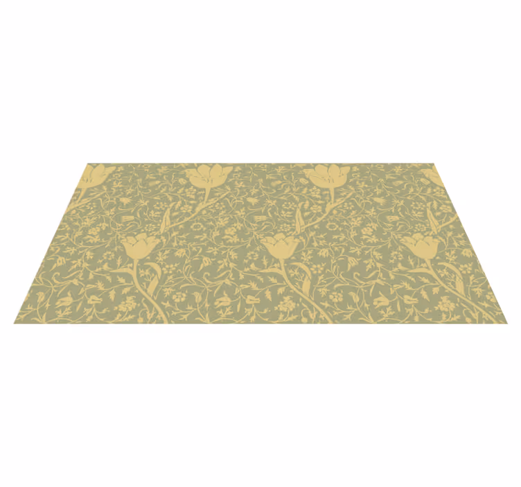 Alfombra vinílica flores estilo dorado y verde - TenVinilo