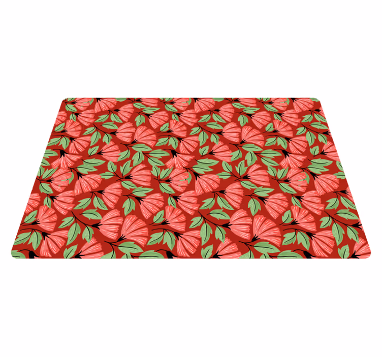 Alfombra vinílica flores patrón vintage rojo - TenVinilo