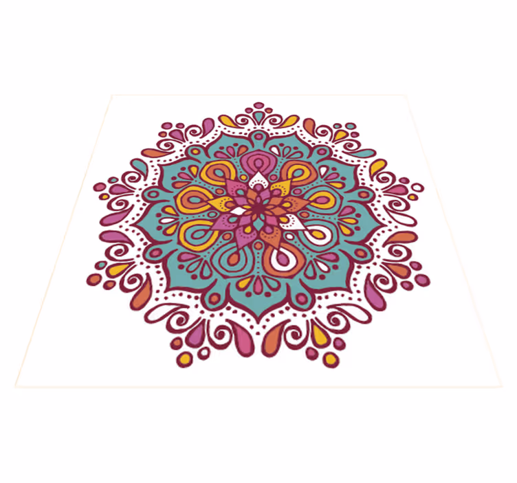 Alfombra vinílica cocina mandala de azulejos coloridos - TenVinilo